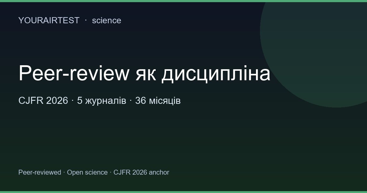 Peer-review pipeline як дисципліна: CJFR 2026, 5 журналів, 36 місяців